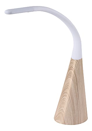 Bostitch Wood Grain LED Desk Lamp With Silicone Neck, 12-1/8"H, White