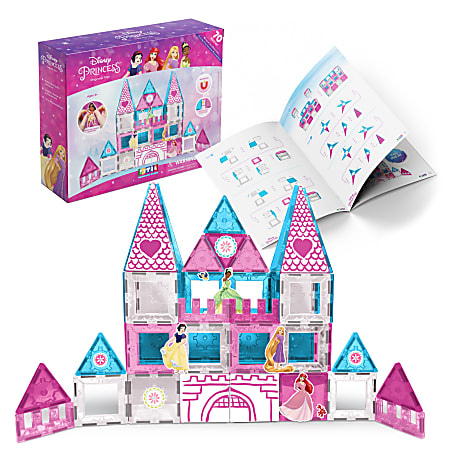 Tytan Toys Disney Princess Castle Magnetic Tile Blocks Kit, Assorted Colors, Kit Of 70 Pieces
