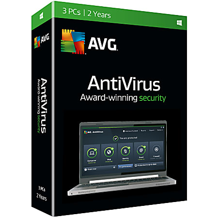 AVG AntiVirus 2016, For 3 Devices, 2-Year Subscription, Download Verion