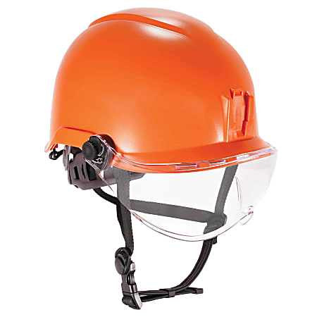 Ergodyne Skullerz® 8974V Anti-Fog Class E Safety Helmet With Visor Kit, Clear Lens, Orange