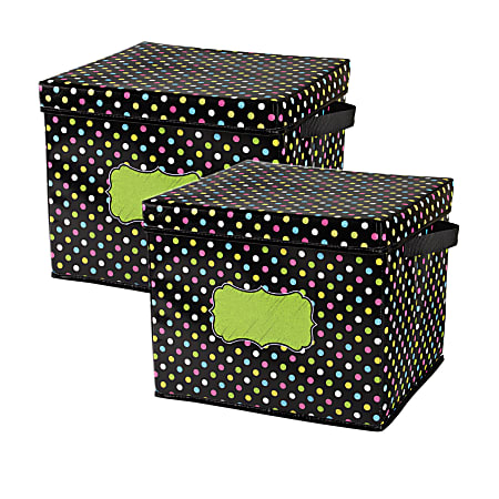 Teacher Created Resources Storage Box With Lid, Chalkboard Brights, Pack Of 2