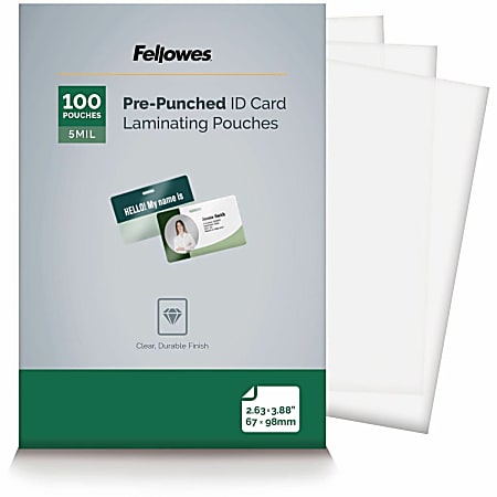 Fellowes Punched ID Card Glossy Thermal Laminating Pouches - 3.88"x 5 mil Thickness - Glossy -  - 52016, 10/Pack