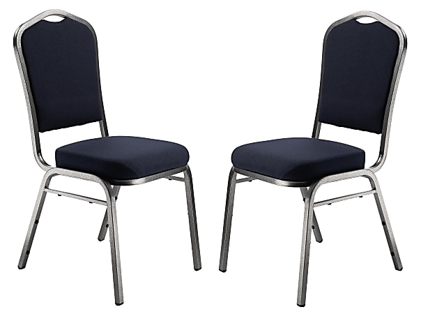 National Public Seating 9300 Series Deluxe Fabric Banquet Chairs, Midnight Blue/Silvervein, Pack Of 2 Chairs