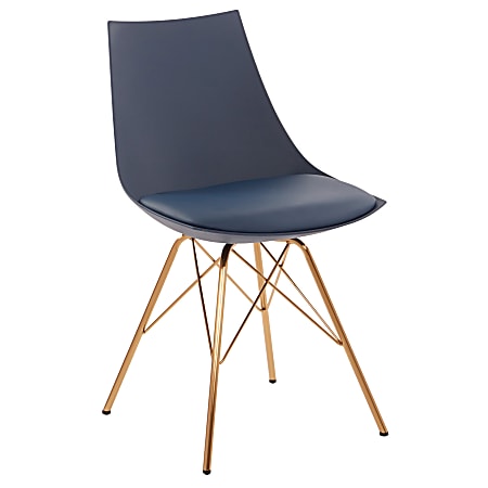 Ave Six Oakley Chair, Navy/Gold Chrome