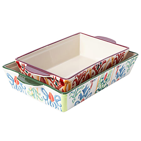 Spice by Tia Mowry Sweet Basil 2-Piece Stoneware Baker Set, Multicolor