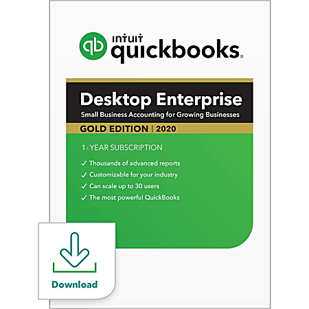 Intuit® QuickBooks® Desktop Enterprise Gold 2020, 1 User, 1-Year Subscription, Windows®, Download