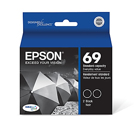 Epson® 69 DuraBrite® Black Ink Cartridges, Pack Of 2, T069120-D2