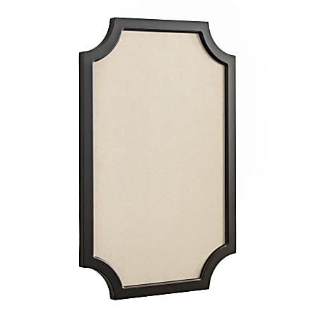 Kate and Laurel Hogan Non-Magnetic Framed Fabric Pinboard, 24" x 36", Beige, Black Wood Frame