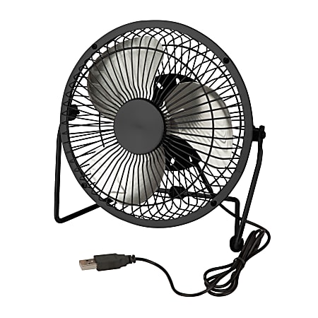 Honey-Can-Do USB-Powered Desk Fan, 6"H x 4 1/2"W x 6"D, Black