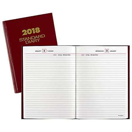 AT-A-GLANCE® Standard Diary® Daily Diary, 5 3/4" x 8 5/16", Red, January to December 2018 (SD38913-18)