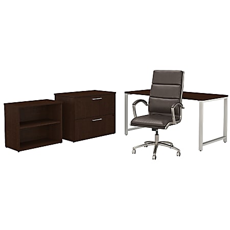 Bush Business Furniture 400 Series 60"W Table Desk And Chair Set With Storage, Mocha Cherry, Standard Delivery