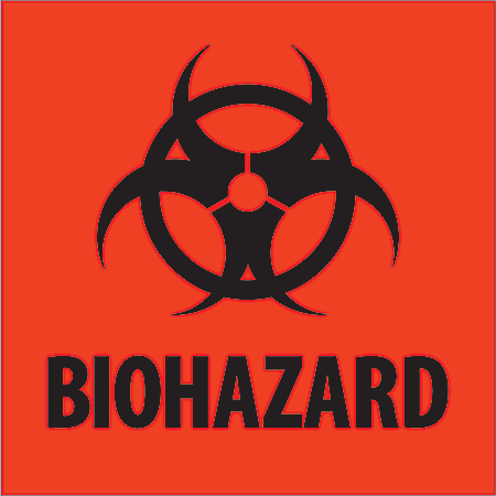 Tape Logic® Preprinted Shipping Labels, DL1305, Biohazard, Square, 2