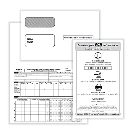ComplyRight™ 1095-C Tax Forms Set, Employer-Provided Health Insurance Offer & Coverage Forms, Envelopes/Software, Set Of 100, AC1095E200S25