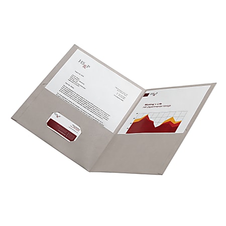 Office Depot® Brand Leatherette Twin-Pocket Portfolios, Gray, Pack Of 10