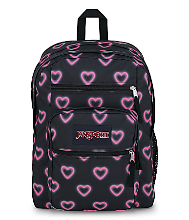 JanSport Big Student Backpack With 15 Laptop Pocket Happy Hearts Black Office Depot
