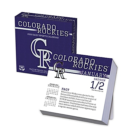 Lang Turner Licensing Boxed Daily Desk Calendar, 5-1/4" x 5-1/4", Colorado Rockies, January To December 2022