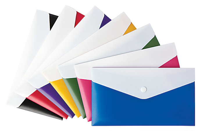 Office Depot® Brand Poly Envelope, Check Size, Assorted Colors (No Color Choice)