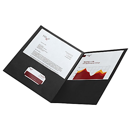 Office Depot® Brand 2-Pocket Textured Paper Folders, Black, Pack Of 10