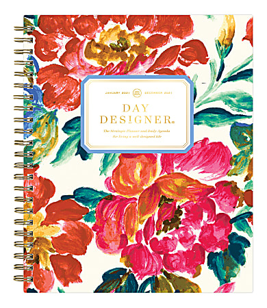 Blue Sky™ Day Designer Daily/Monthly Planner, 7-7/16" x 9-1/2", Vintage Floral, January To December 2021, 124774
