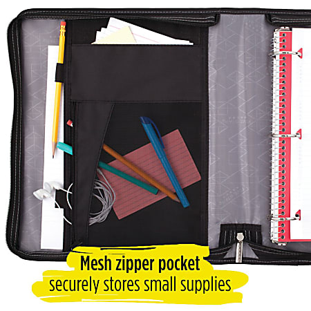 Five Star Zipper 3 Ring Binder With Pencil Pouch 2 Round Rings BlackRed -  Office Depot