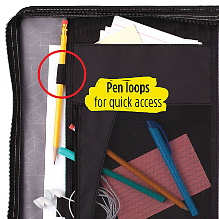 Five Star Zipper 3 Ring Binder With Pencil Pouch 2 Round Rings BlackRed -  Office Depot