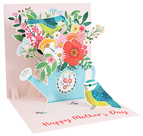 Up With Paper Mother's Day Greeting Card, 5-1/4" x 5-1/4", Watering Can and Birds