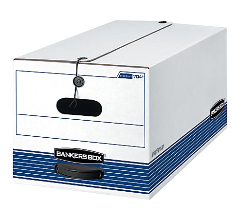 Bankers Box® Stor/File™ Medium-Duty Storage Boxes, Letter Size, 24" x 12" x 10", White/Blue, Case Of 4 - 70407