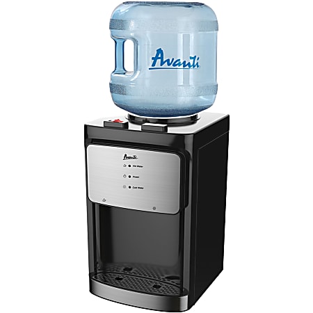 Avanti Countertop Thermoelectric Hot And Cold Water Dispenser, 3 Gallons, Silver/Black