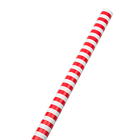 JAM Paper® Wrapping Paper, Stripped, 25 Sq Ft, Red & White