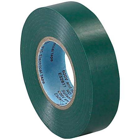 Tape Logic® 6180 Electrical Tape, 1.25" Core, 0.75" x 60', Green, Case Of 10