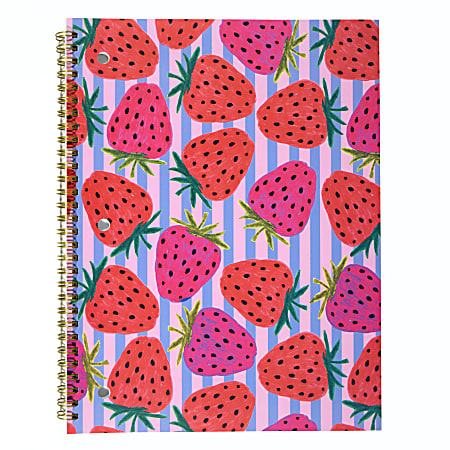 Top Flight Fashion 1-Subject Notebook, 8" x 10", 70 Sheets, Strawberries