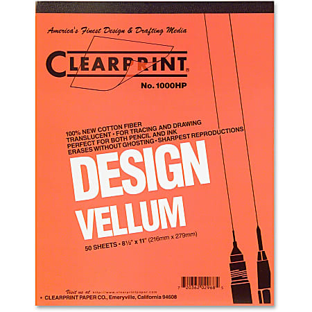 Clearprint Plain Vellum Paper 8 12 x 11 White Pack Of 50 Sheets - Office  Depot