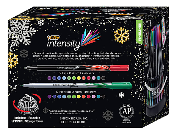 BIC Intensity Fineliner Marker Pens Fine Point 0.4 mm Black Barrel Assorted  Ink Colors Pack Of 20 Pens - Office Depot