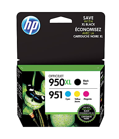 HP 950XL/951 High-Yield Black And Cyan, Magenta, Yellow Ink Cartridges, Pack Of 4, C2P01FNM