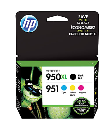 HP 950XL Black/951 Cyan; Magenta; Yellow High-Yield Ink Cartridges, Pack Of 4, C2P01FNM