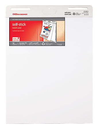 Office Depot Brand Self Stick Easel Pad 25 x 30 30 Sheets 80percent  Recycled White - Office Depot