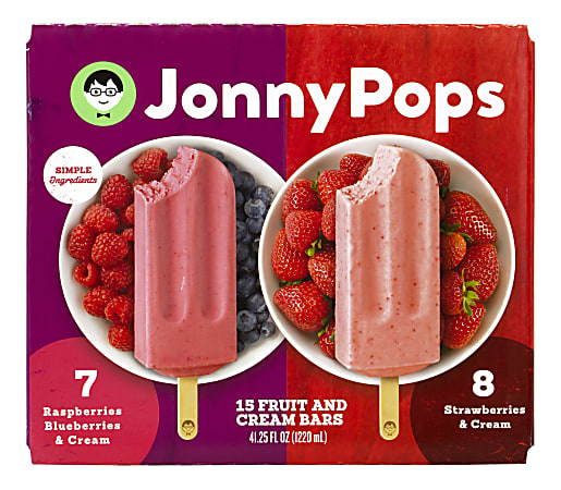 JONNYPOPS Fruit and Cream Bars Variety Pack, 41.6 Oz, Box Of 15