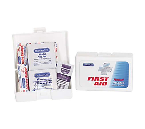 PhysiciansCare Personal First Aid Kit, 38 Pieces, Plastic Case