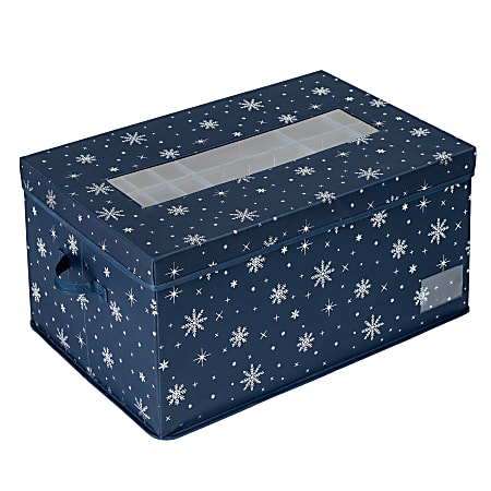 Honey Can Do Deluxe 72-Piece Ornament Cube, 12”H x 16”W x 24”D, Navy Blue
