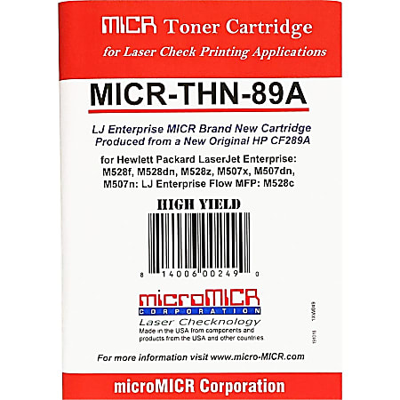 microMICR MICR Toner Cartridge - Alternative for HP 89A - 5000 Pages microMICR MICR Toner Cartridge - Alternative for HP 89A - 5000 Pages