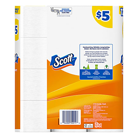 Scott ComfortPlus 1 Ply Toilet Paper 1 18 x 1 18 173 Sheets Per Roll ...
