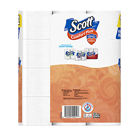 Scott® ComfortPlus 1-Ply Toilet Paper, 1-1/8" x 1-1/8", 173 Sheets Per Roll, Pack Of 12 Rolls