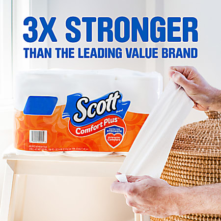 Scott® ComfortPlus 1-Ply Toilet Paper, 1-1/8" x 1-1/8", 173 Sheets Per Roll, Pack Of 12 Rolls