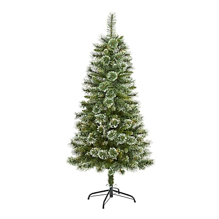 Nearly Natural Wisconsin Pine 60”H Slim Artificial Christmas Tree With Bendable Branches, 60”H x 28”W x 28”D, Green