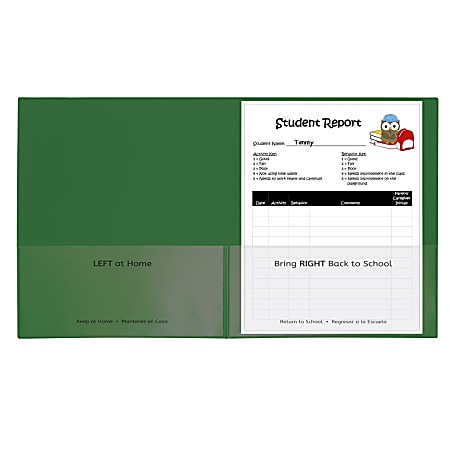 C-Line Classroom Connector School-To-Home Folders, 8-1/2" x 11", Green, Box Of 25 Folders