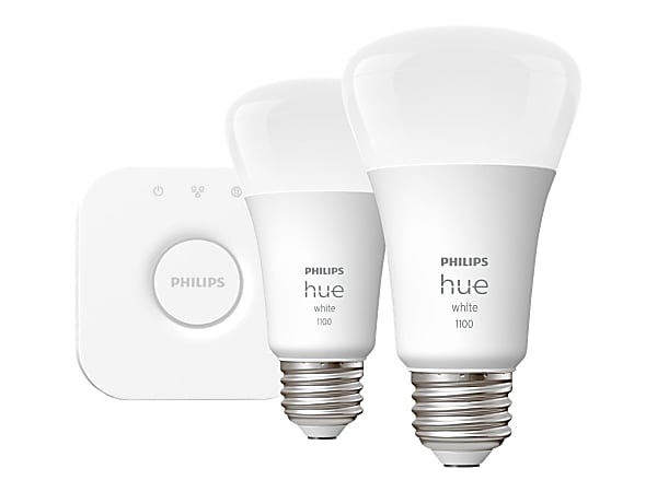 Philips Hue White Starter Kit - Wireless lighting set - LED light bulb x 2 - E26 (equivalent 75 W) - total: 21 W - warm white light - 2700 K
