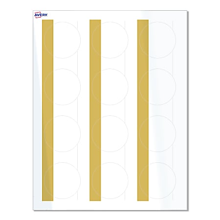 Avery® Print-To-The-Edge Labels With Sure Feed® Technology, S00-D1Q-PRWGP10, Round, 2", Glossy White, Preprinted Dipped Gold Edge Design, Pack Of 120