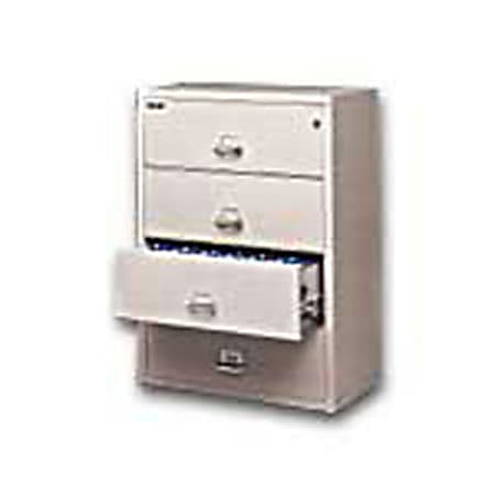 FireKing® UL 1-Hour 22-1/8"W x 37-1/2"D Lateral 4-Drawer Fireproof File Cabinet, Platinum, White Glove Delivery