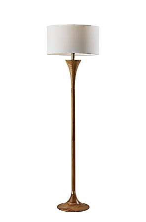 Adesso® Rebecca Floor Lamp, 60”H, White Shade/Natural Base
