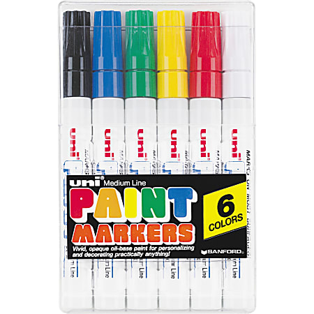 Sanford Uni Paint Markers Medium Point Assorted Colors Pack Of 6